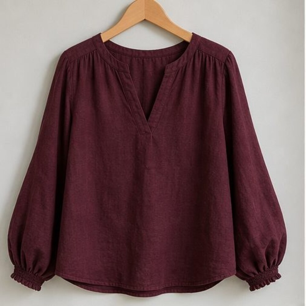 Burgundy Ruffle Blouse